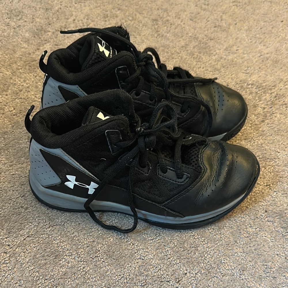 Under Armour Kids' Black and Gray High-Top Athletic Shoes
